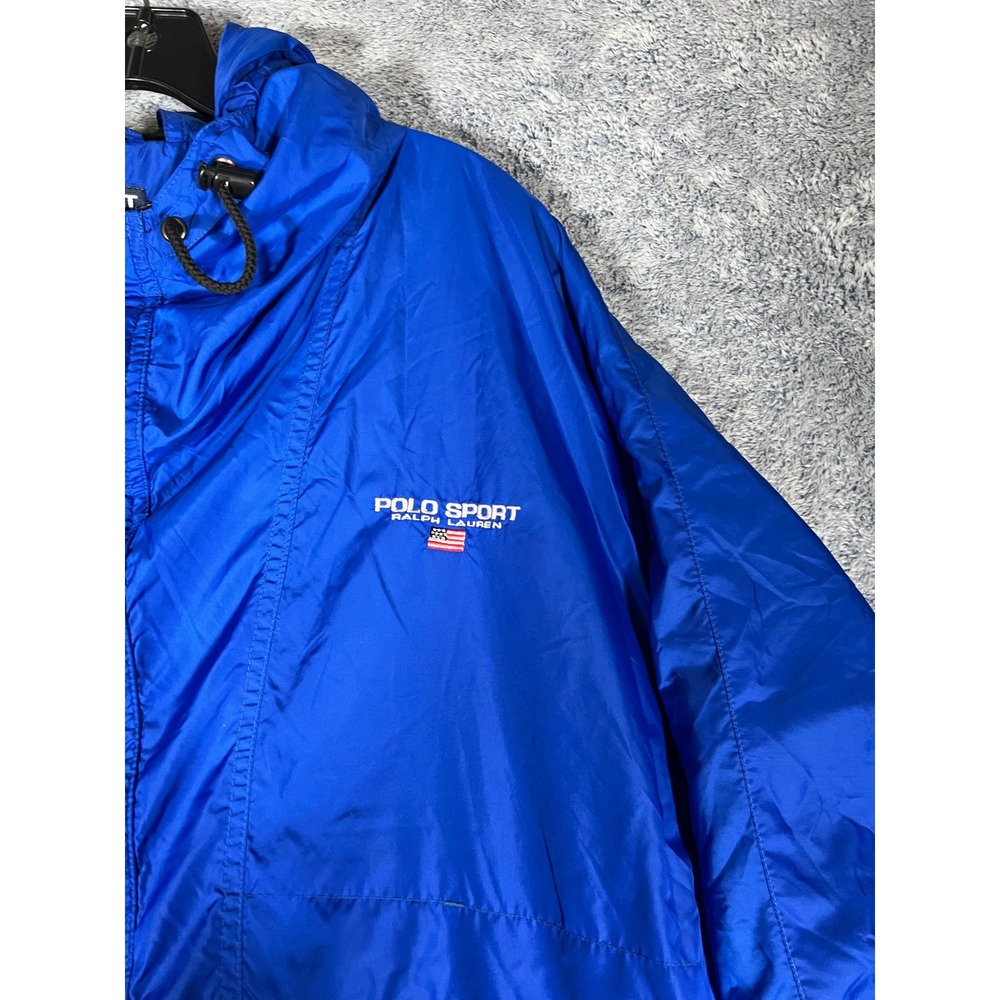 Polo‎ Sport Ralph Lauren Vintage Windbreaker Jacket Blue Mens Large Hooded 90s - Picture 4 of 16